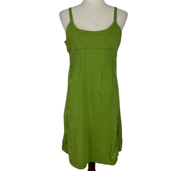 Eileen Fisher Linen Blend Cami Dress Womens Medium Petite Green Sundress Boho - Picture 1 of 15
